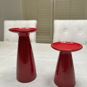 Crate&Barrel Deep Red Candle Holders